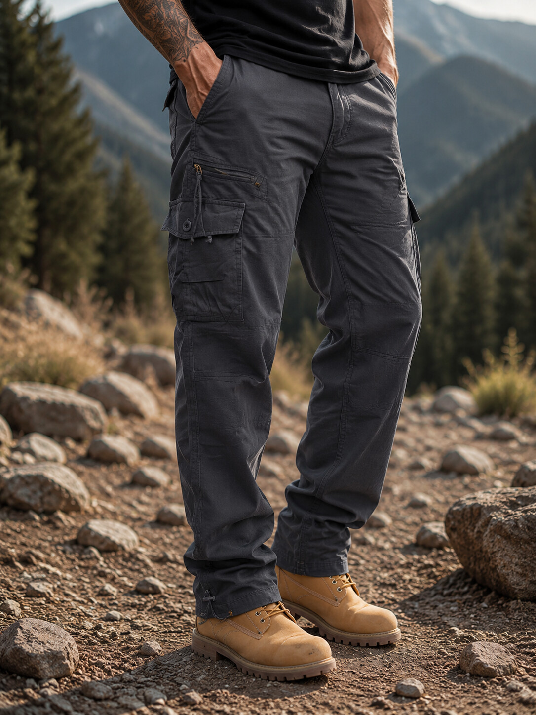 Men's Loose-Fit Casual Cargo Pants with Multiple Pockets