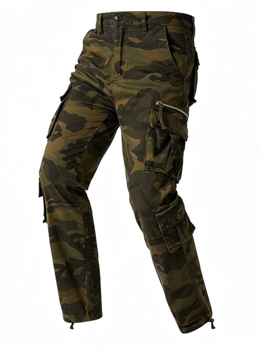 Men'S Outdoor Tactical Camouflage Cargo Pants With Multiple Pockets