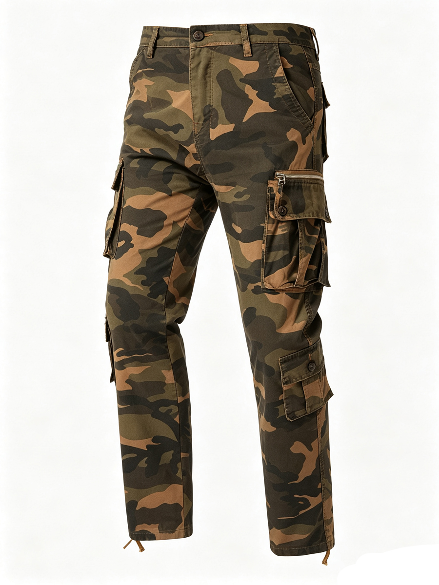 Men'S Outdoor Tactical Camouflage Cargo Pants With Multiple Pockets