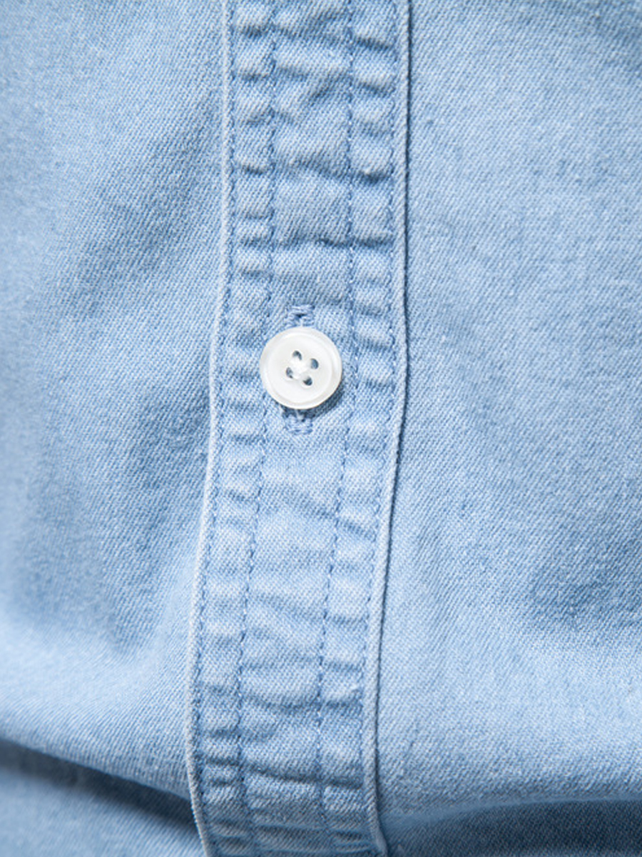 Men's American Vintage-Style Long-Sleeve Denim Shirt