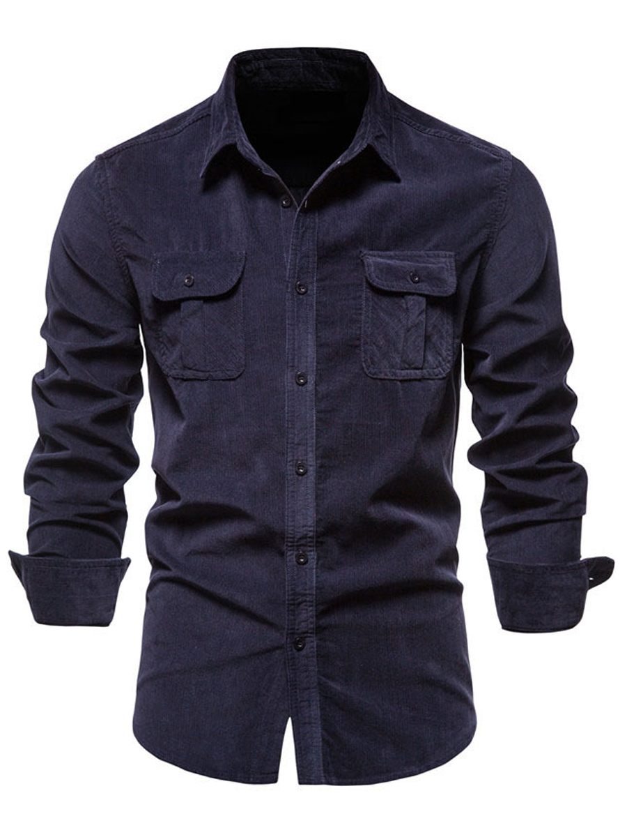 Men's Vintage-Style Casual Corduroy Long-Sleeve Shirt