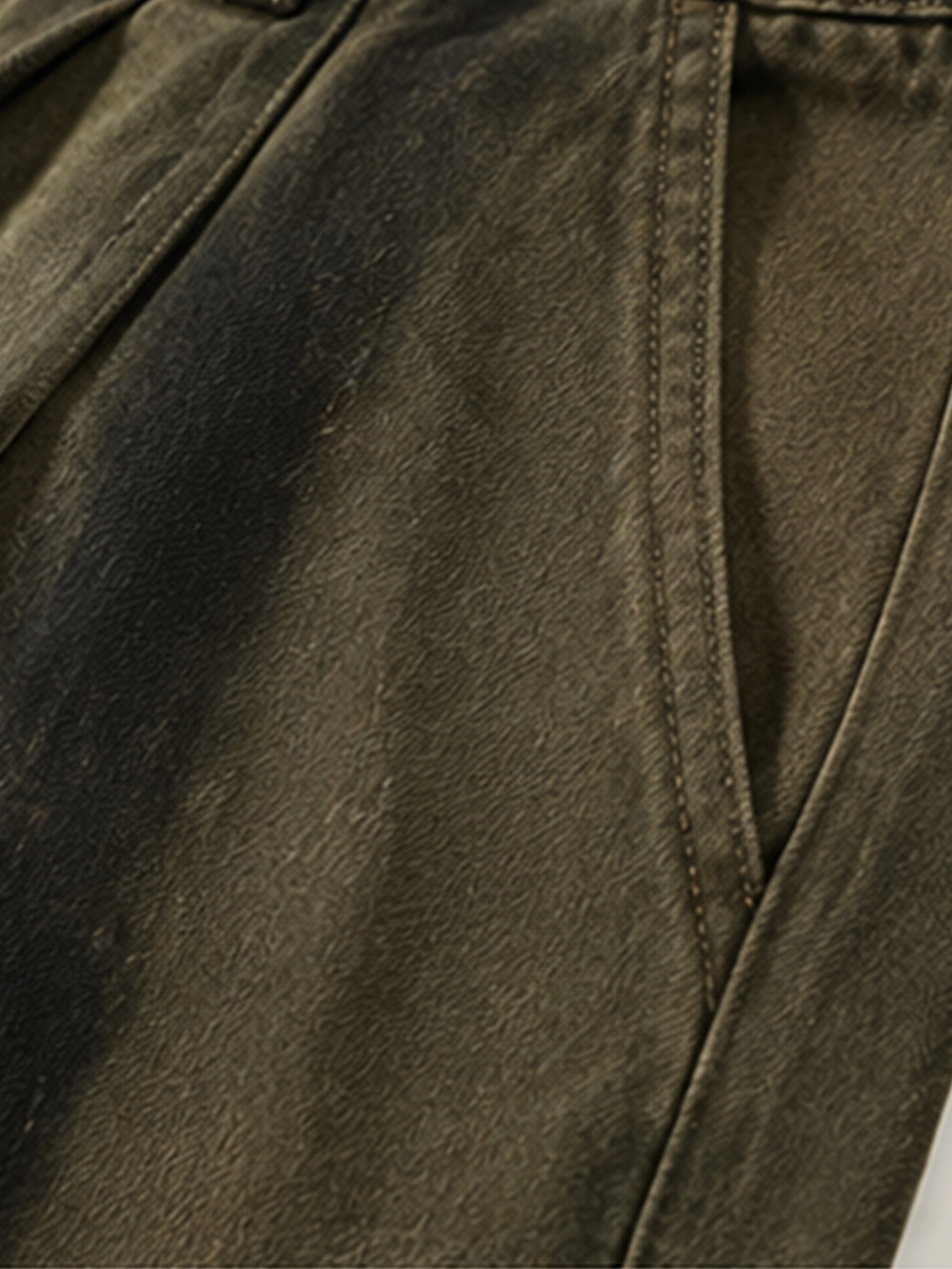 Men's Distressed Curved-Seam Work Pants