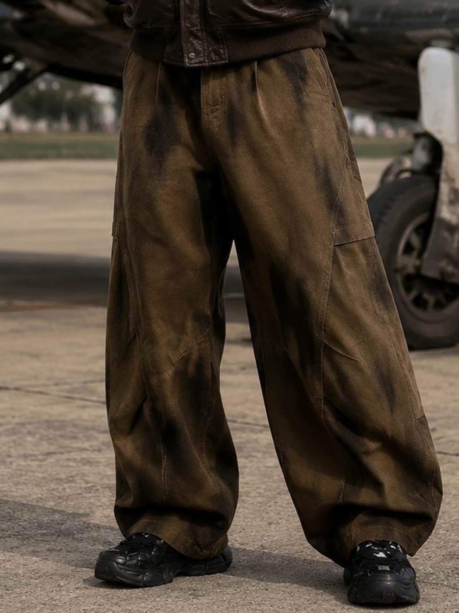 Men's Distressed Curved-Seam Work Pants