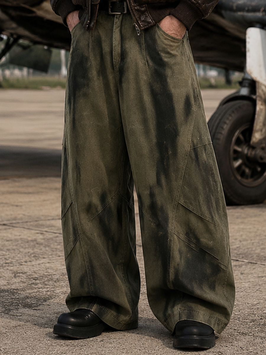 Men's Distressed Curved-Seam Work Pants