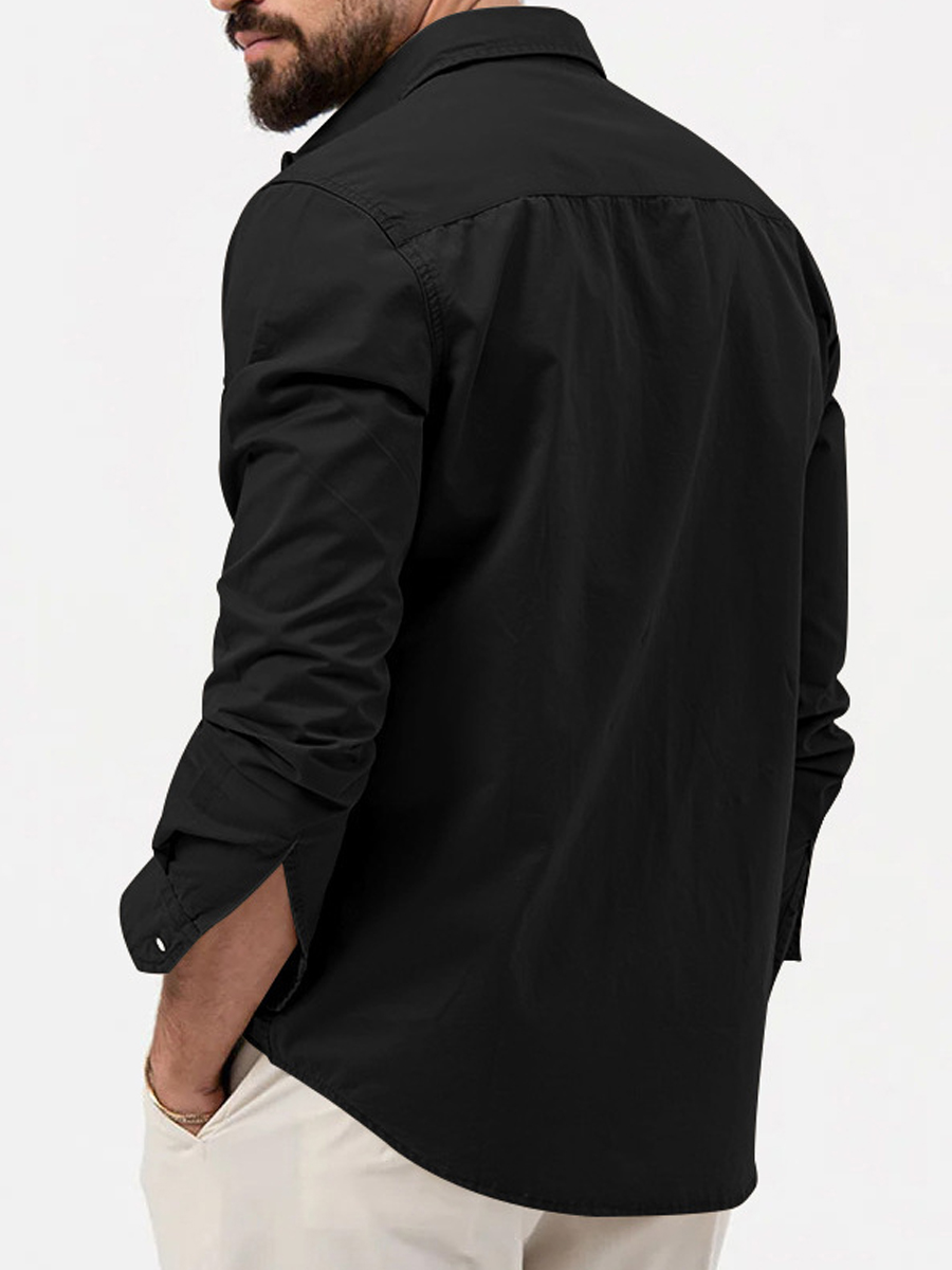 Men's Vintage Multi-Pocket Casual Long-Sleeve Shirt