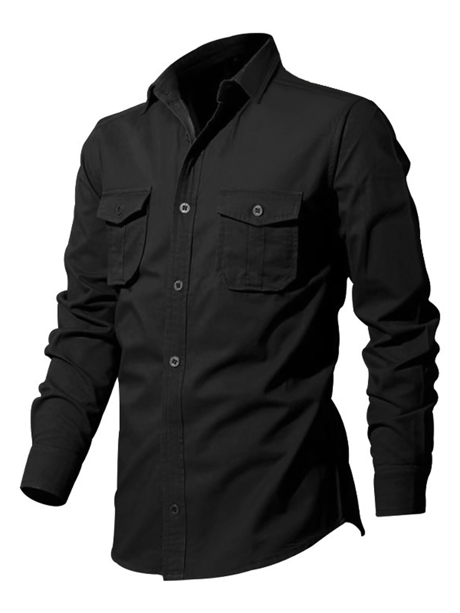 Men's Vintage Multi-Pocket Casual Long-Sleeve Shirt