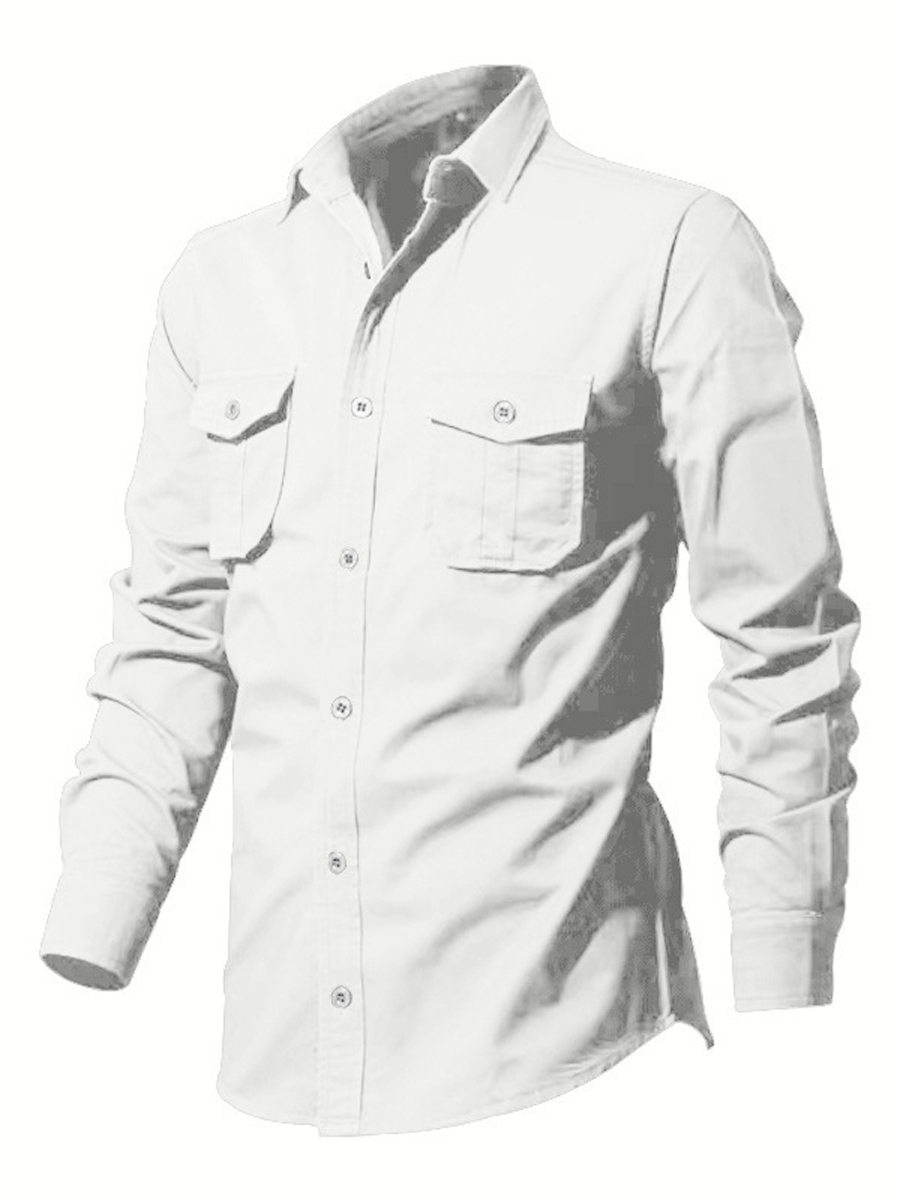 Men's Vintage Multi-Pocket Casual Long-Sleeve Shirt