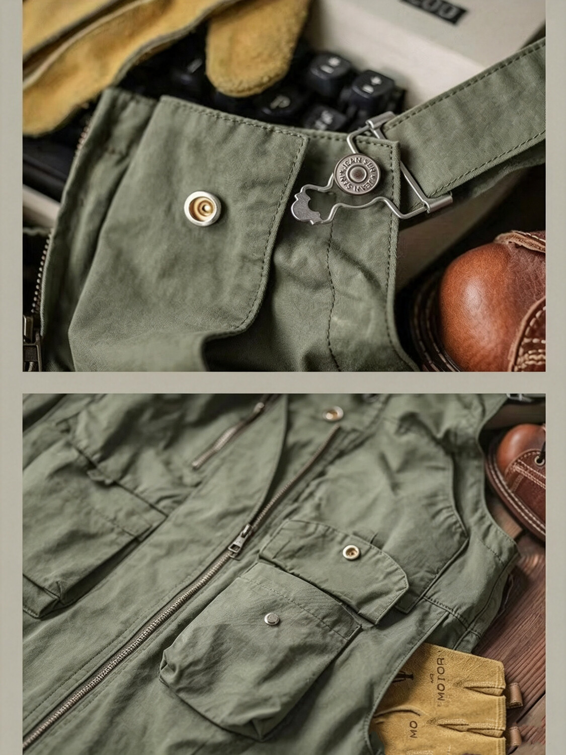Men's Rugged Cargo Bib Overalls - Loose Fit Cotton Workwear Jumpsuit