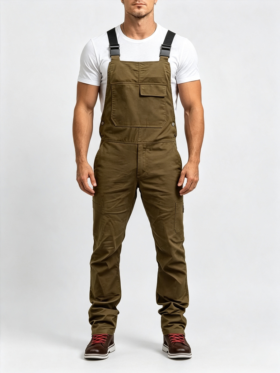 Men's Urban Cargo Bib Overalls - Slim Fit Tactical Utility Jumpsuit Workwear
