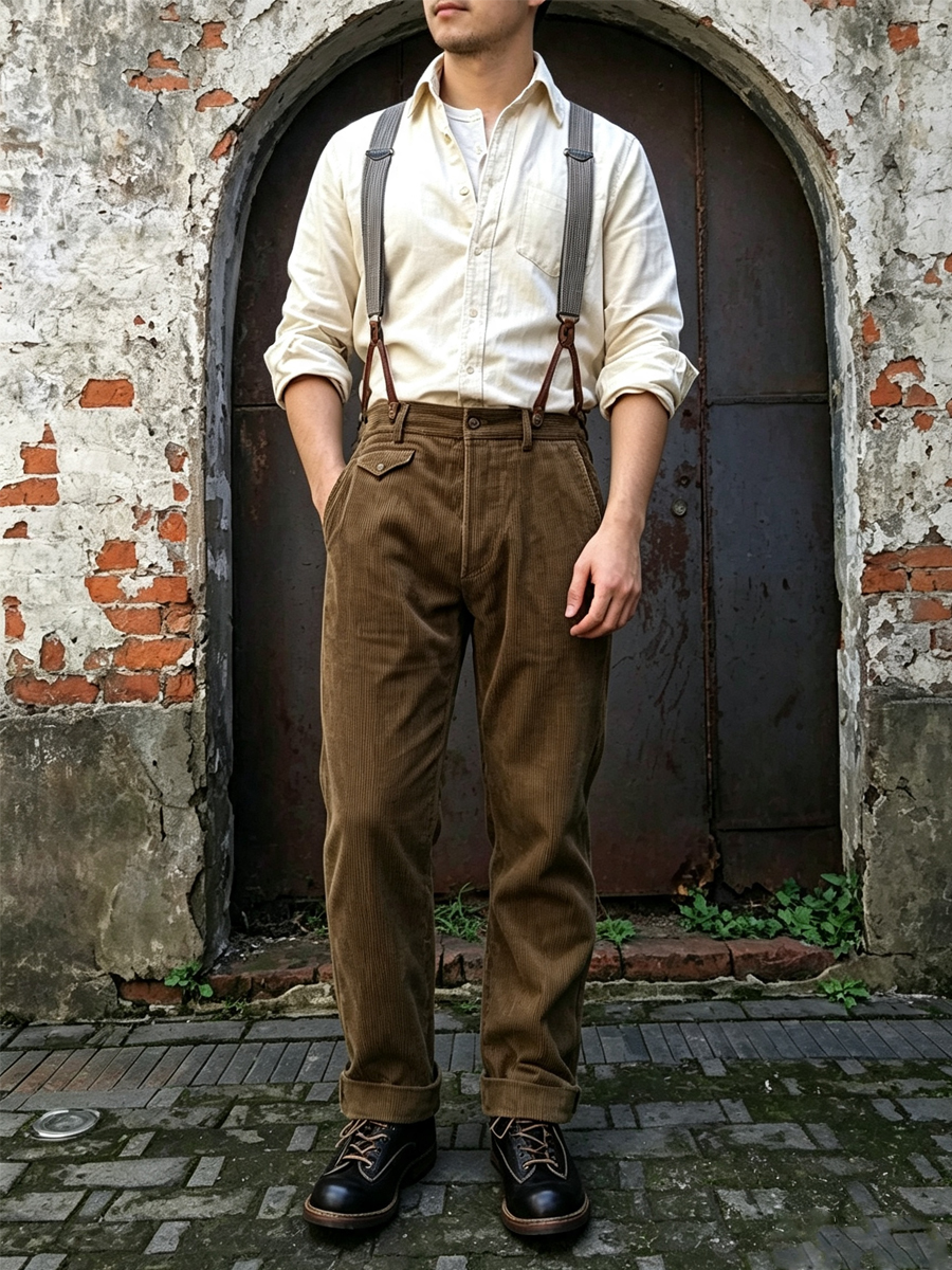 Men's Vintage 1920s Corduroy Work Trousers
