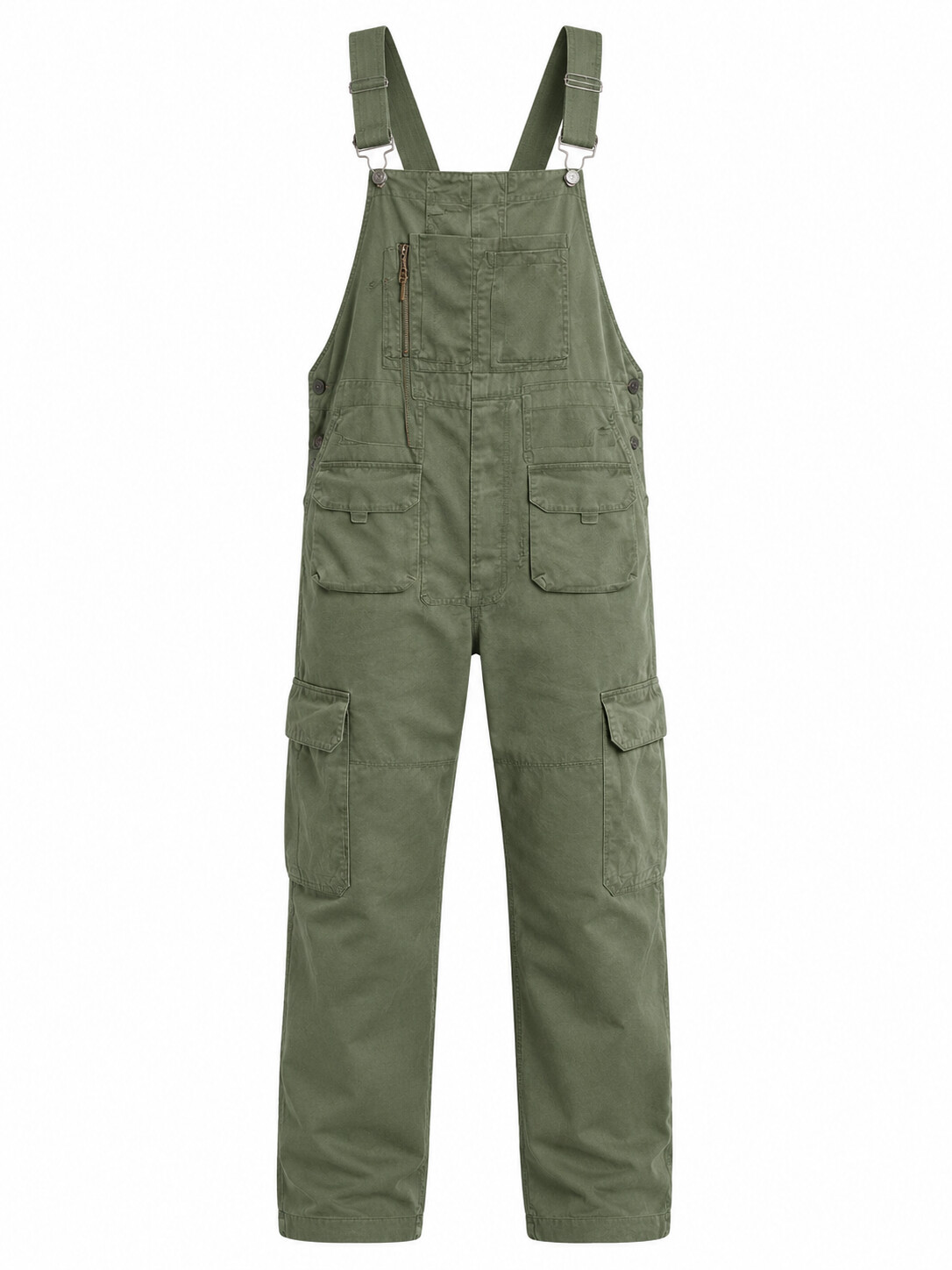 Men's Rugged Cargo Bib Overalls - Loose Fit Cotton Workwear Jumpsuit