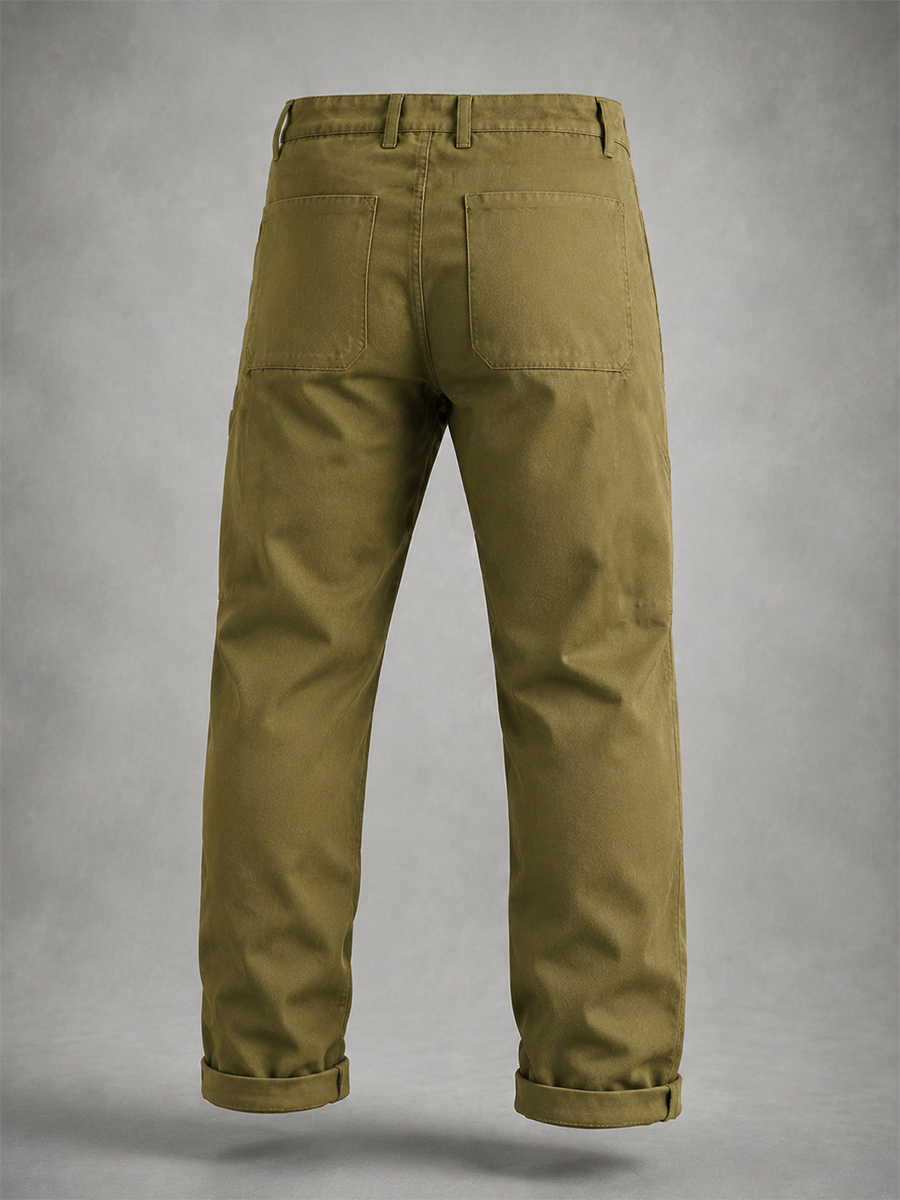 Men's Vintage Double Knee Heavyweight Canvas Straight Leg Utility Trousers