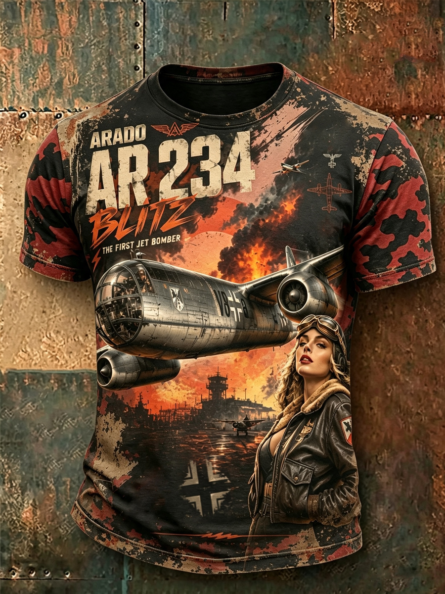 Men'S AR234 Vintage Fighter Jet T-Shirt