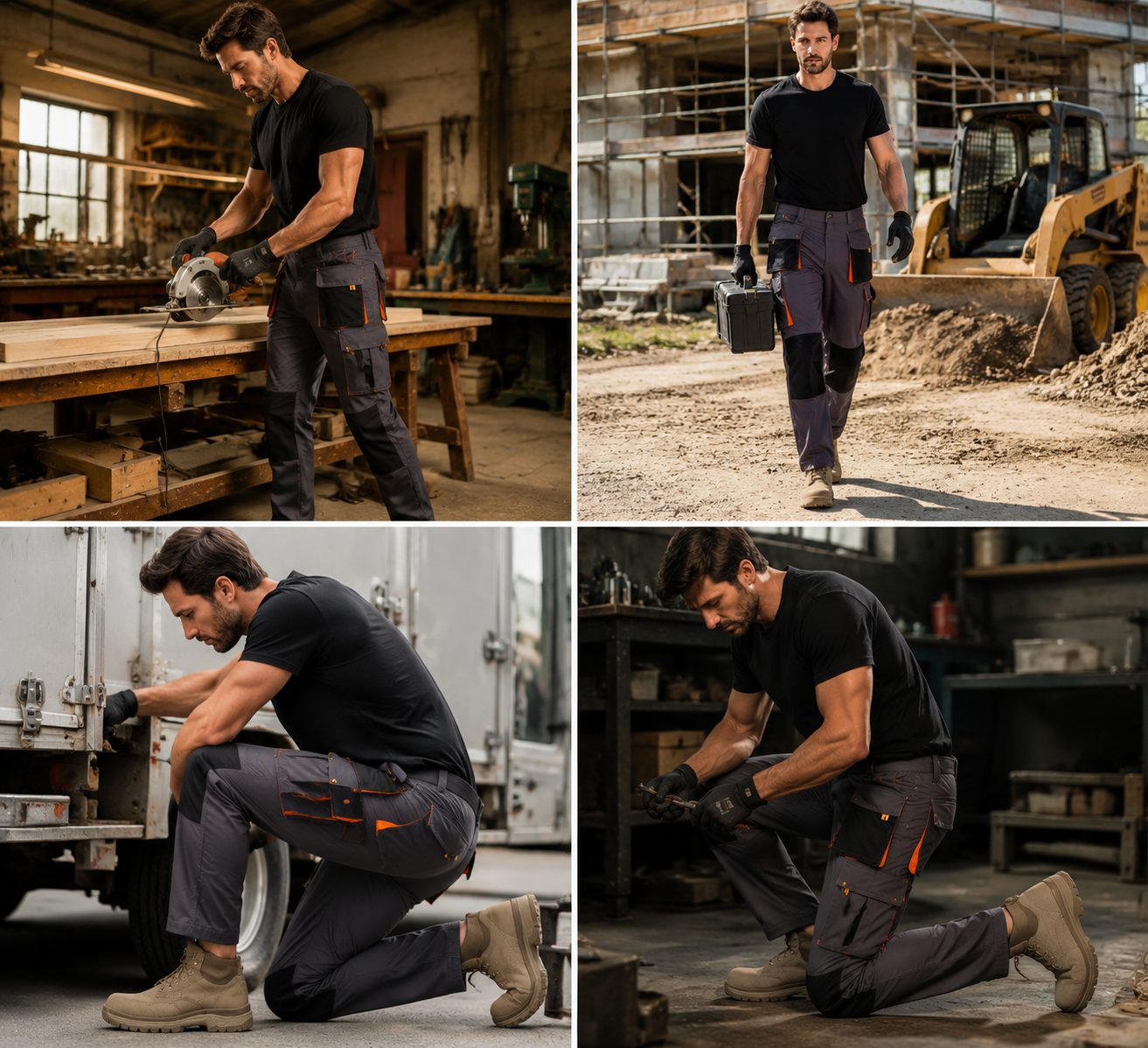 Men's Tactical Cargo Pants, Wear-Resistant Mechanic Workwear Trousers for Men