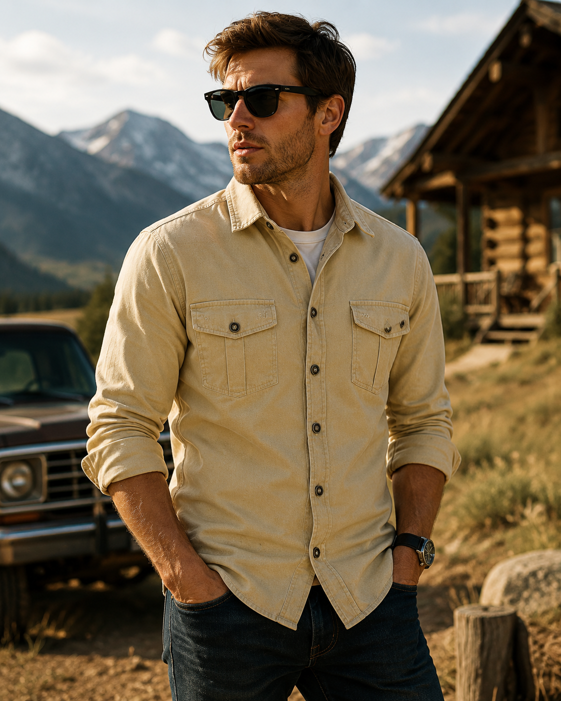 Heritage Utility Field Shirt – Rugged Cotton Canvas with Vintage Finish