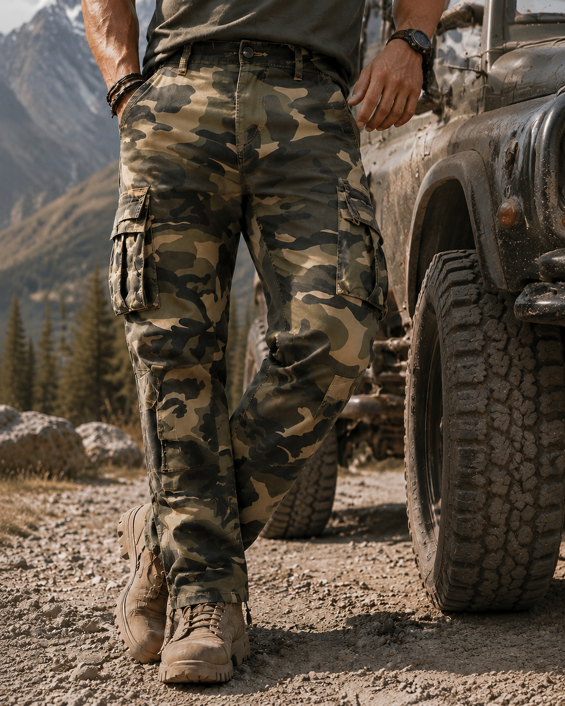 Men'S Outdoor Tactical Camouflage Cargo Pants With Multiple Pockets