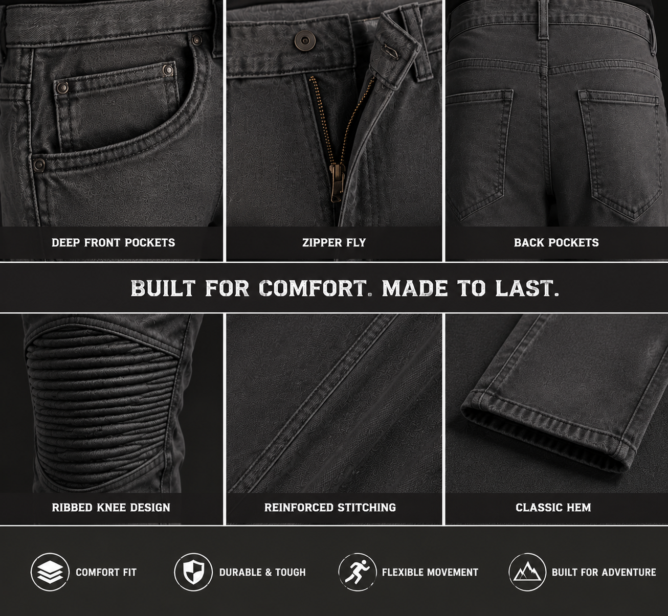 Men's Casual Slim Straight Paneled Workwear Cargo Pants