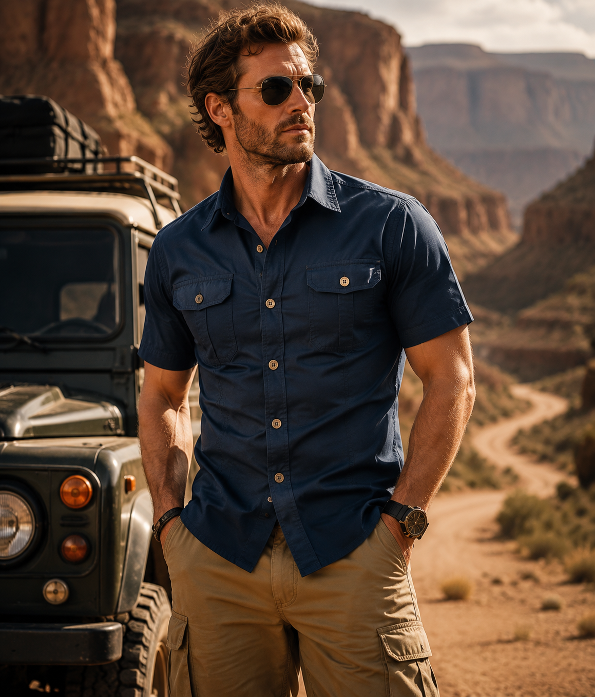 Men's Solid Color Shirt Collar Button Front Chest Pockets Short Sleeve Daily Casual Shirt