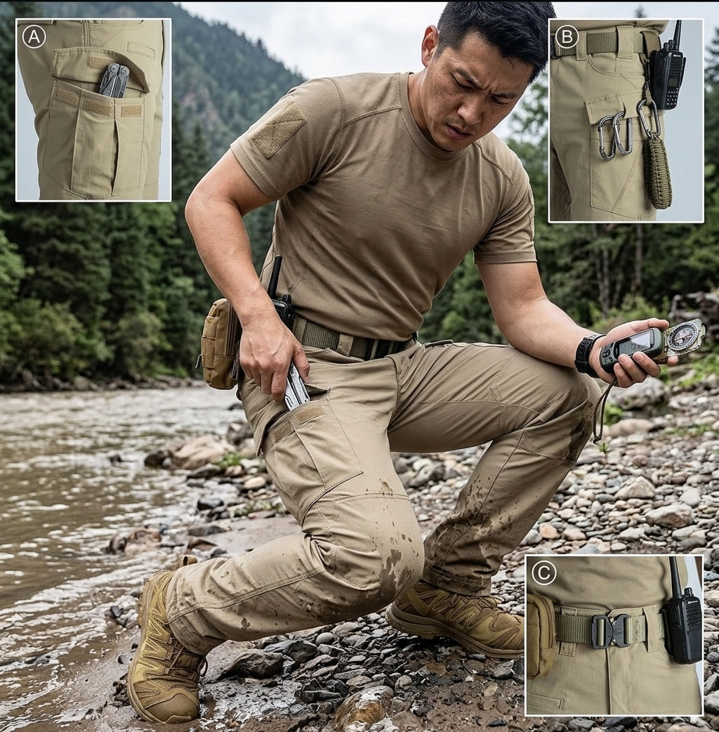 Men's Tactical Combat Lightweight Stretch Cargo Hiking Trousers