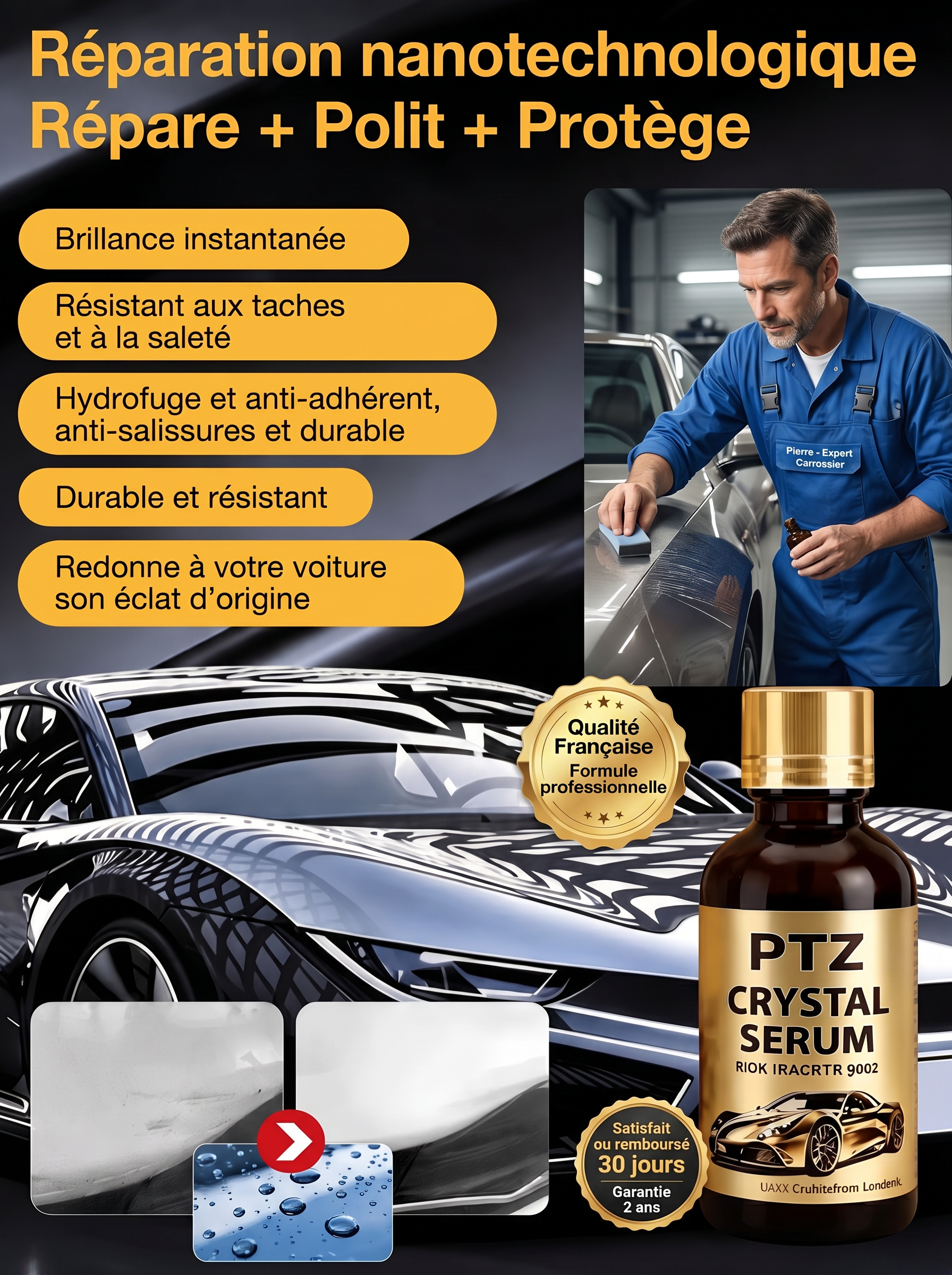 Liquide d'entretien et de brillance pour les rayures sur la carrosserie