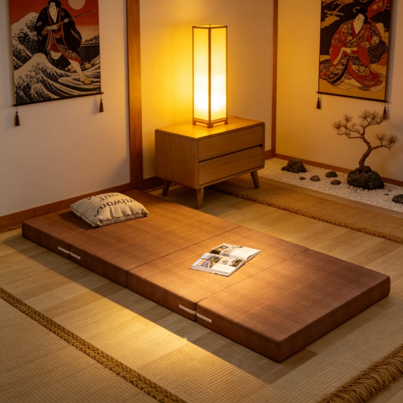 Thickened sponge mat floor four folding lunch break nap mattress lazy office tatami sleeping mat flo