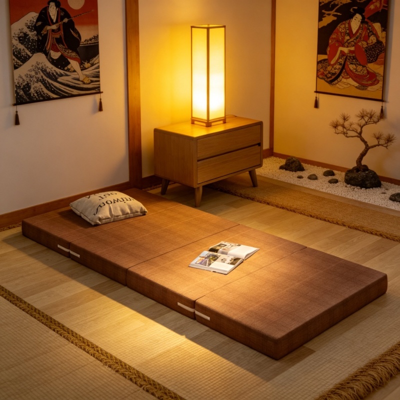 Thickened sponge mat floor four folding lunch break nap mattress lazy office tatami sleeping mat flo