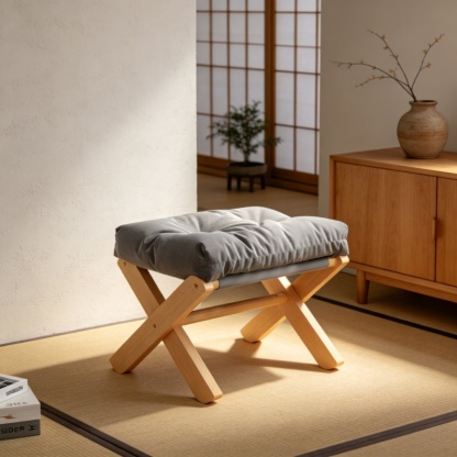 Tabouret d'entrée multifonction en bois massif avec coussin doux