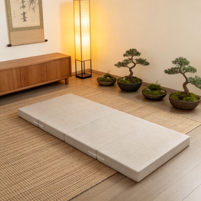 Thickened sponge mat floor four folding lunch break nap mattress lazy office tatami sleeping mat flo