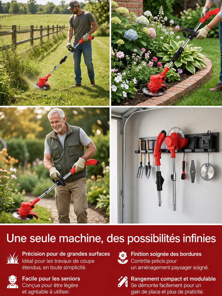 [Autonomie exceptionnelle] Tondeuse électrique pliable
