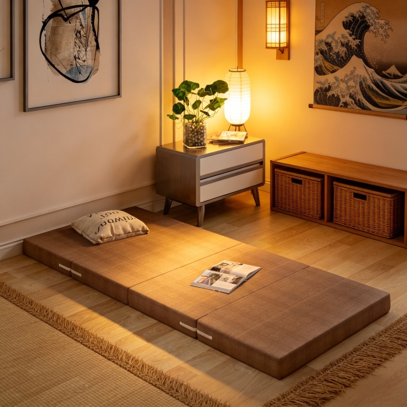 Thickened sponge mat floor four folding lunch break nap mattress lazy office tatami sleeping mat flo
