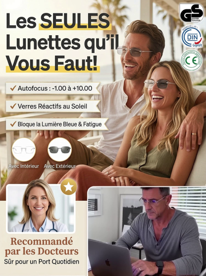 [Convient à tous les âges] Lunettes de lecture à verres photochromiques et à varifocaux sans monture