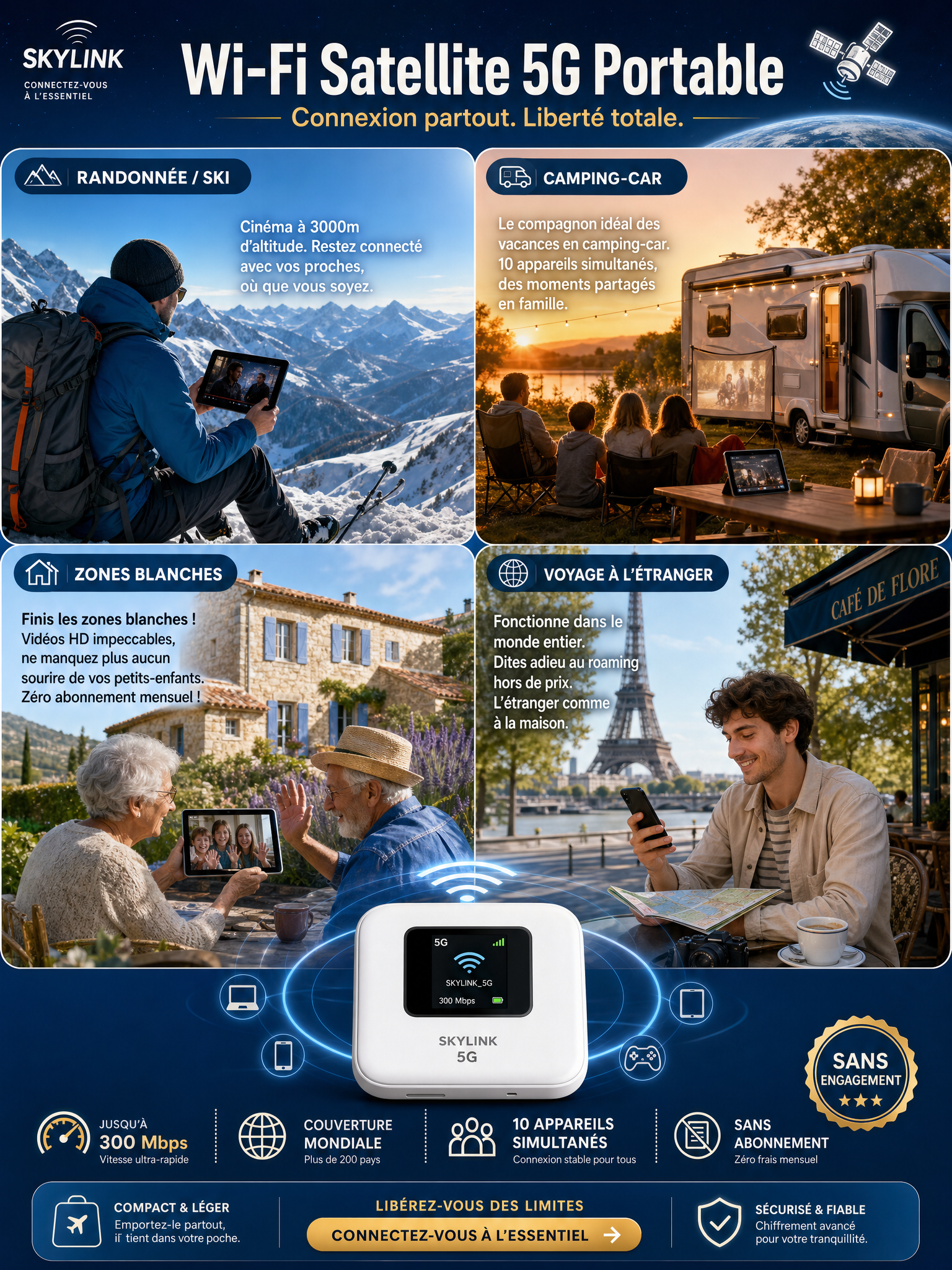 [Connexion directe par satellite ] 0€ d'abonnement, couverture 5G mondiale, débit de 500 Mbps !