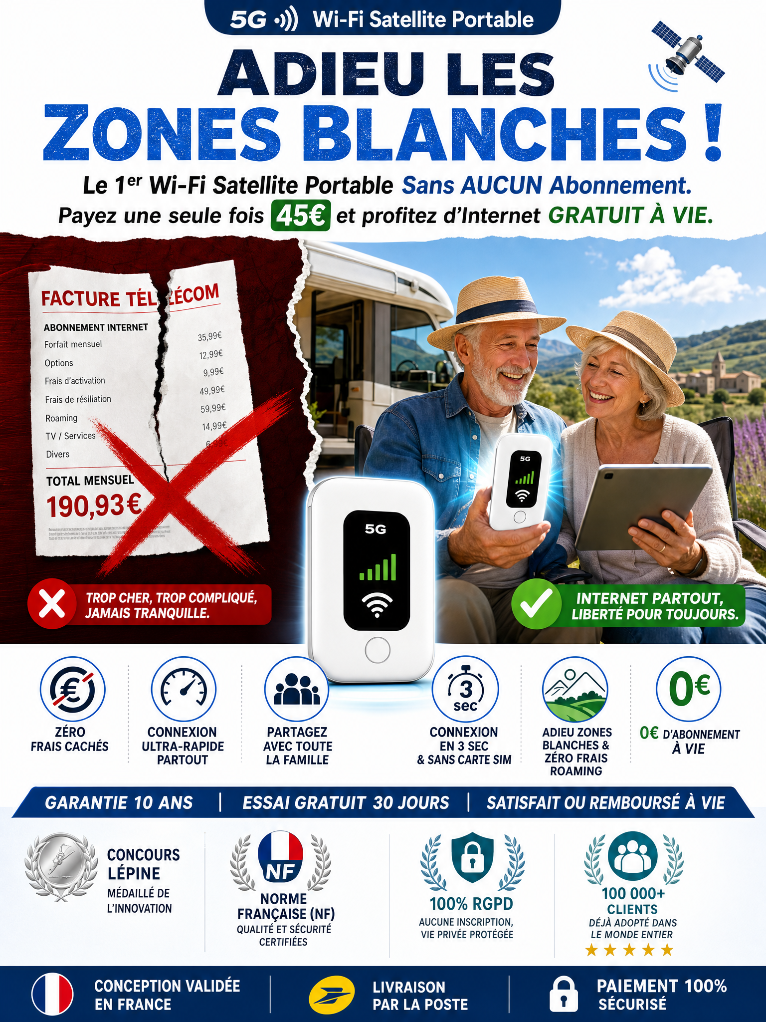 [Connexion directe par satellite ] 0€ d'abonnement, couverture 5G mondiale, débit de 500 Mbps !