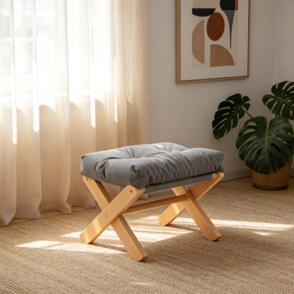 Tabouret d'entrée multifonction en bois massif avec coussin doux