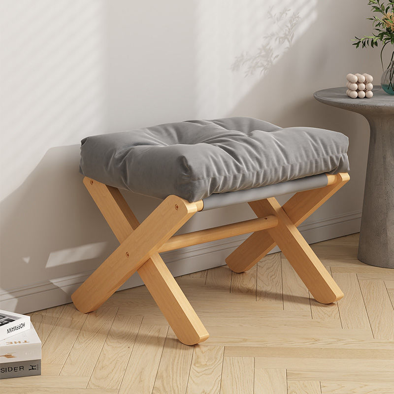 Tabouret d'entrée multifonction en bois massif avec coussin doux – Pratique et élégant