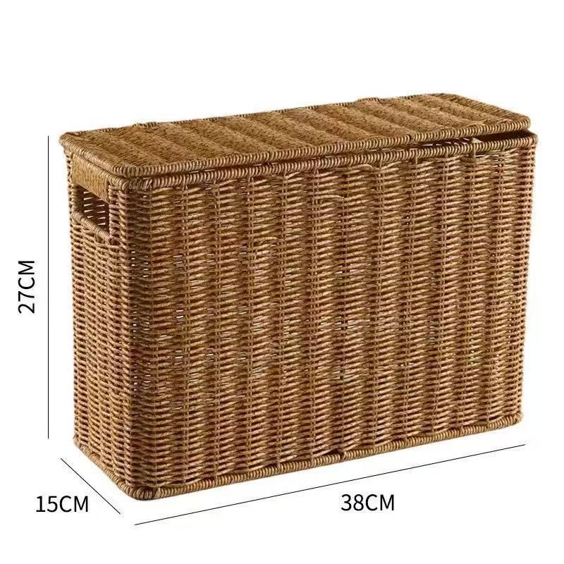 Boîte de rangement imitation rotin pour coin, haute et étroite, avec couvercle – Optimisez votre espace