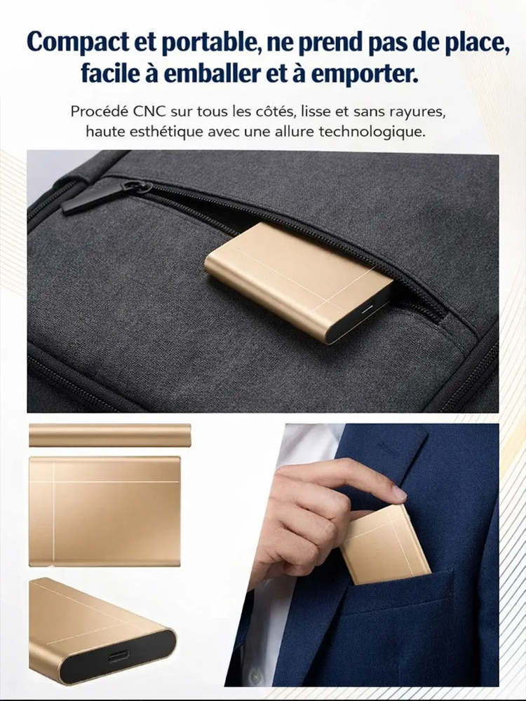 SSD portable à haute vitesse pour téléphone et ordinateur