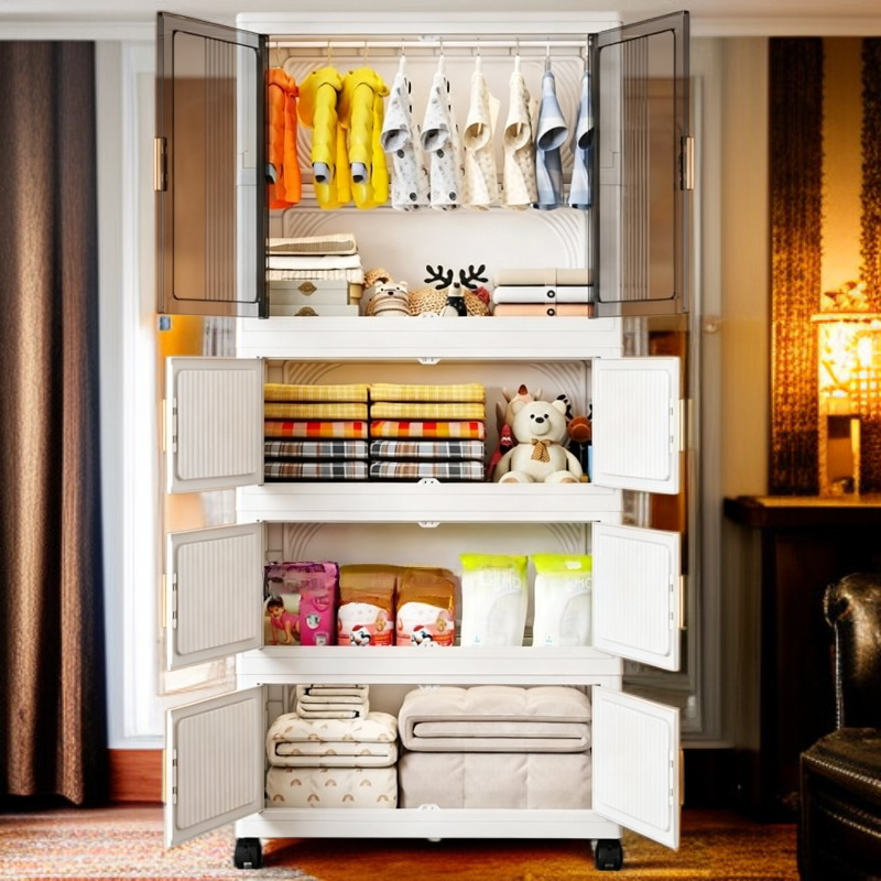 Foldable plastic storage cabinet with modern design