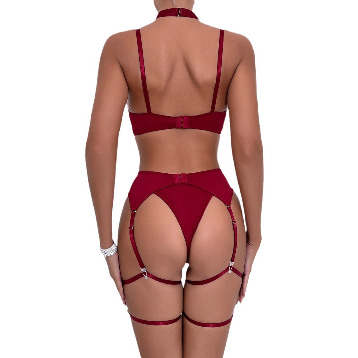 Temptation Garter Hollow Push Up Four Piece Sexy Lingerie Set