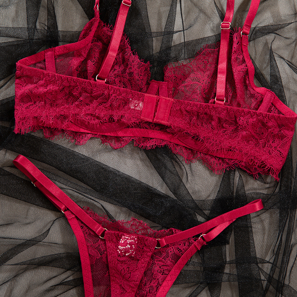 Summer Thin Lace Push-Up Bra Set – Breathable, Sexy, Open Bust Design