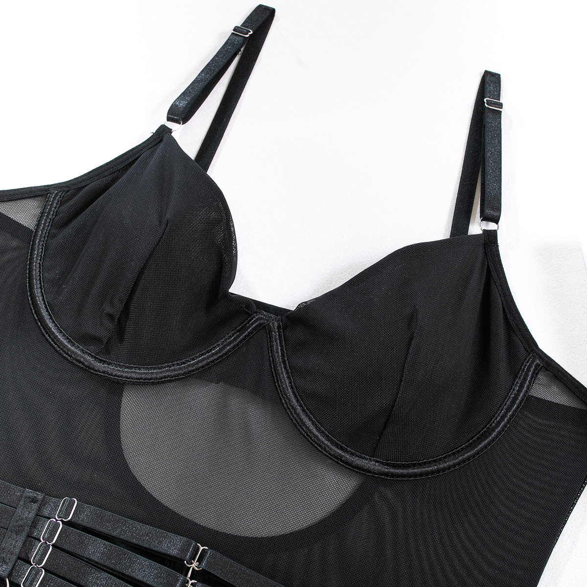 Straps Splicing Slim Fit Gloves Three Piece Sexy Underwear Set