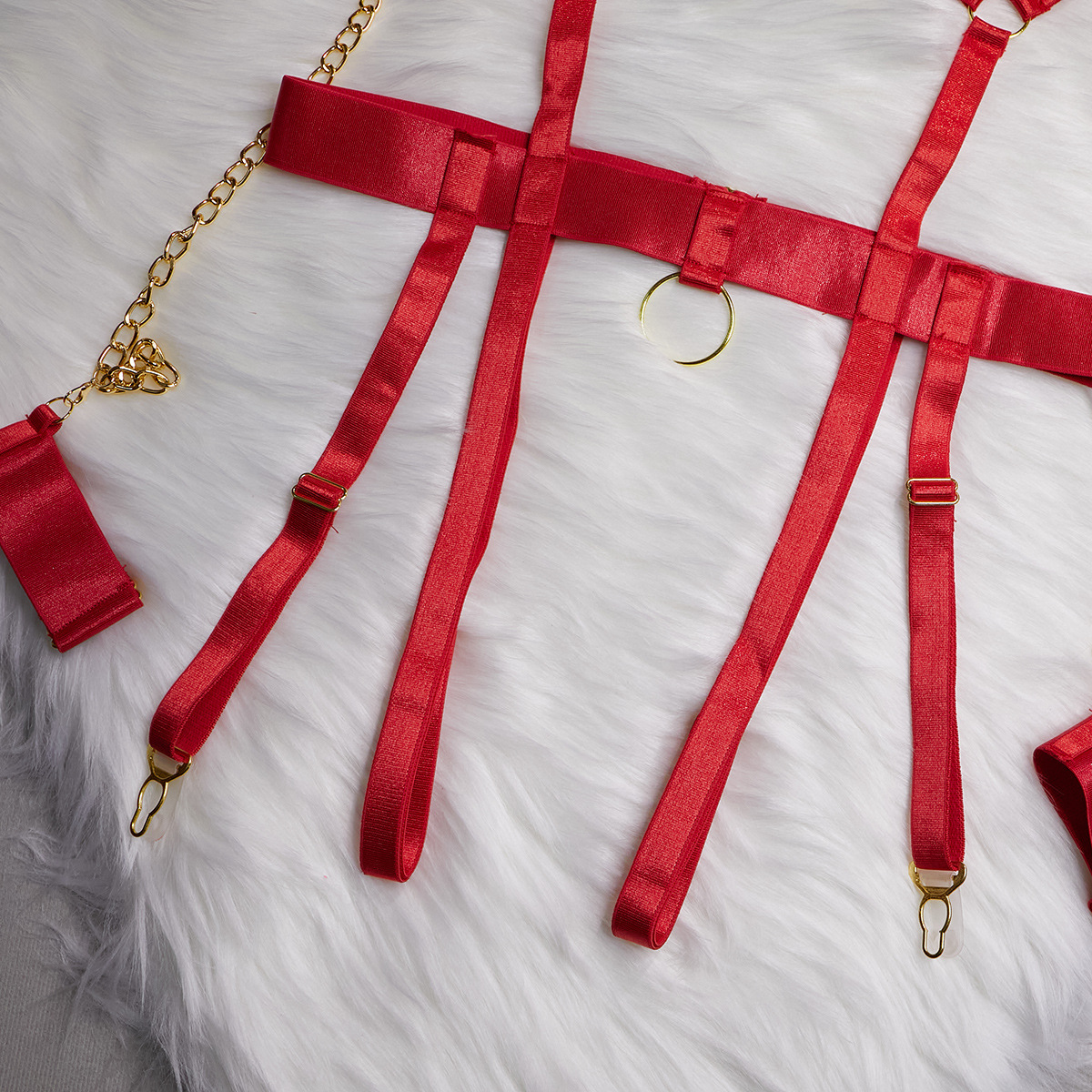 Tempting Role-Playing Chain 4-Piece Sexy Lingerie Set