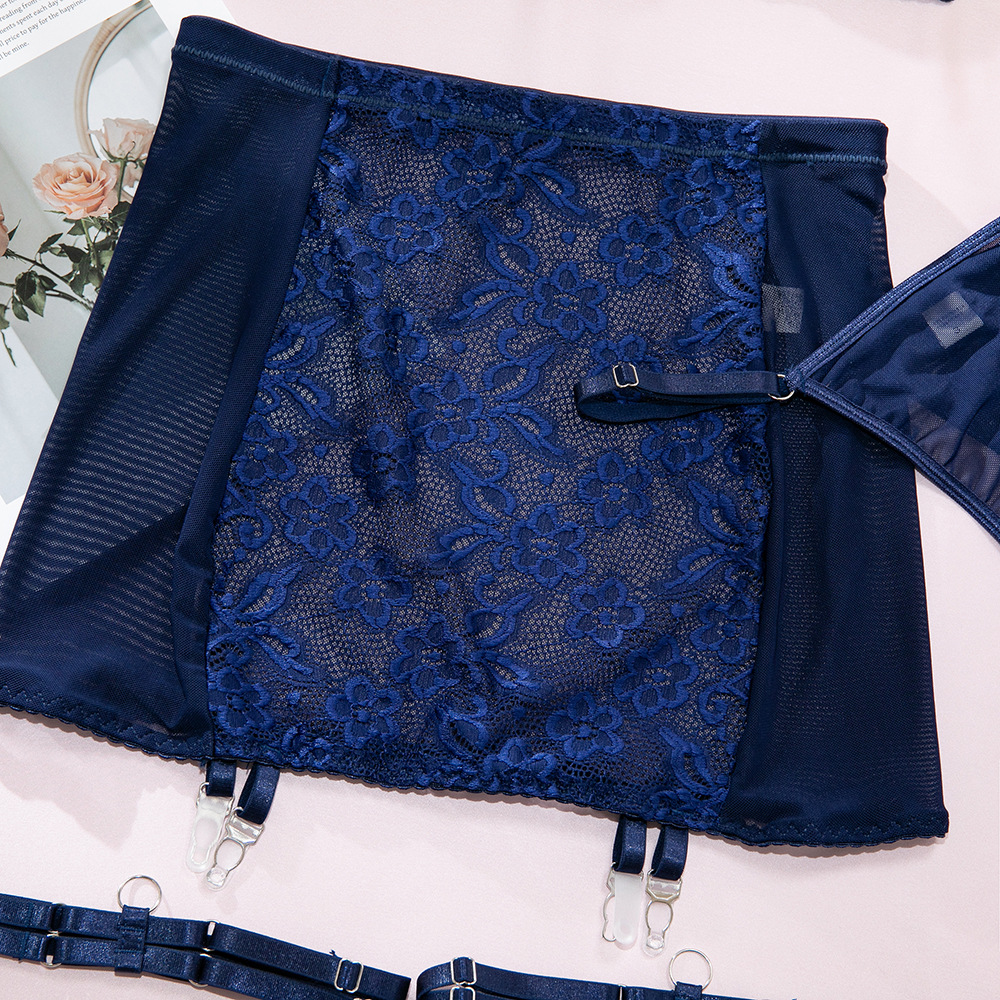 High Waist Garter Belt Lingerie Set – See-Through Hip, Sexy Sheer Design