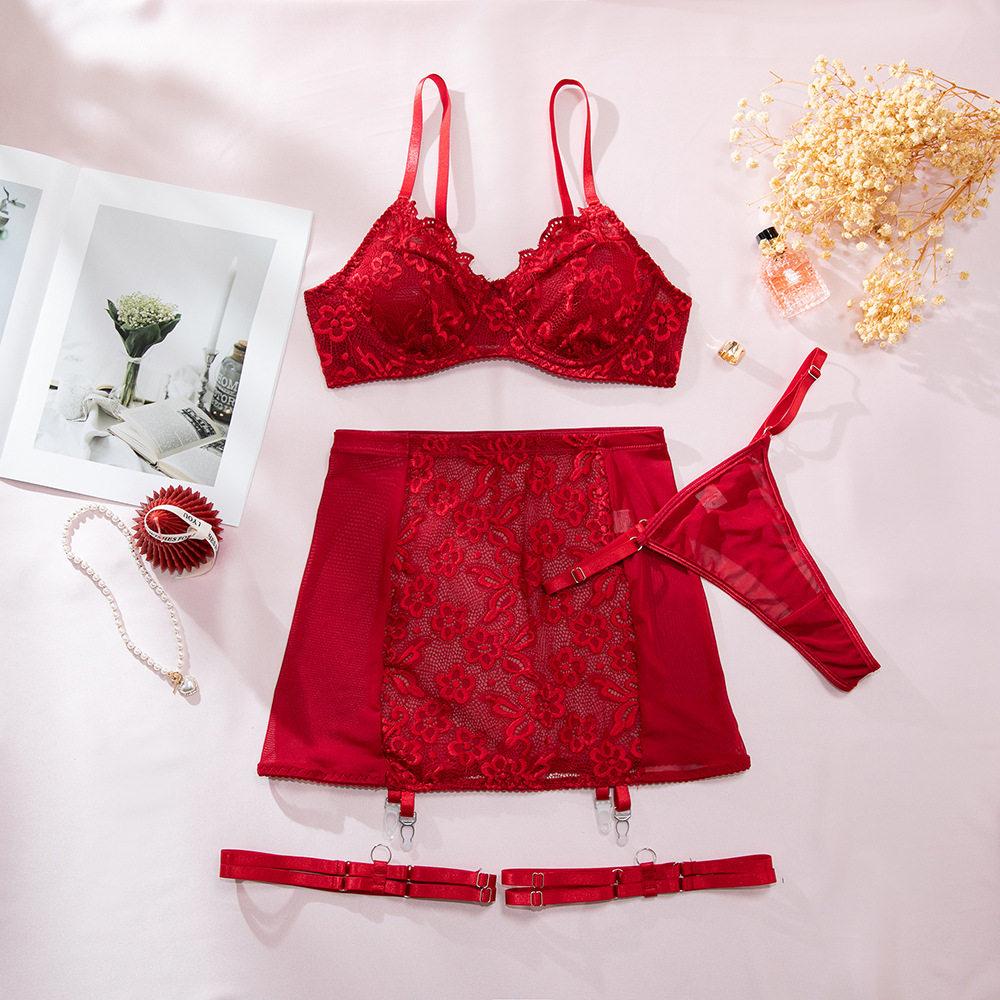 High Waist Garter Belt Lingerie Set – See-Through Hip, Sexy Sheer Design