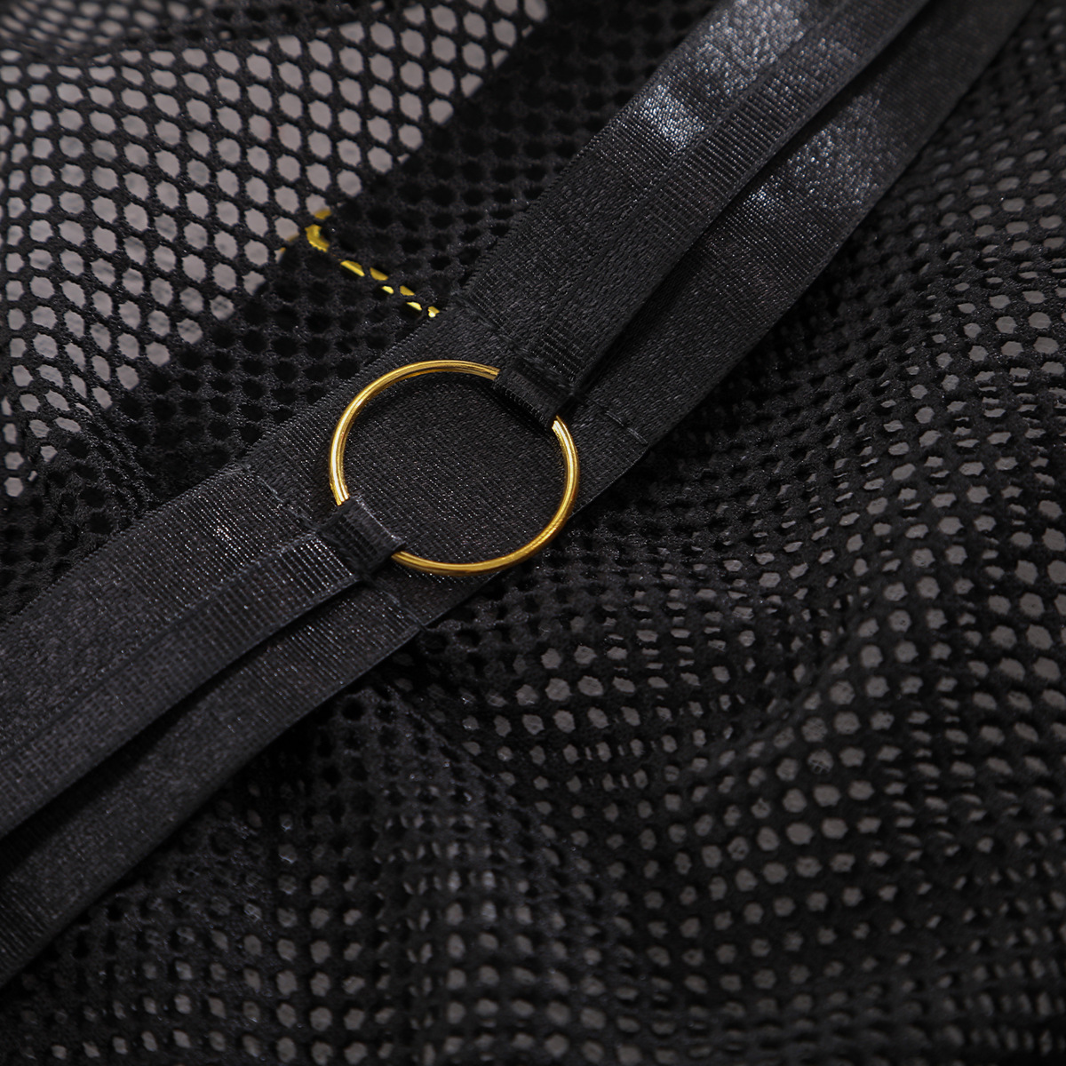 Mesh Metal Halterneck Jumpsuit – Slim Gathered, Sexy Design