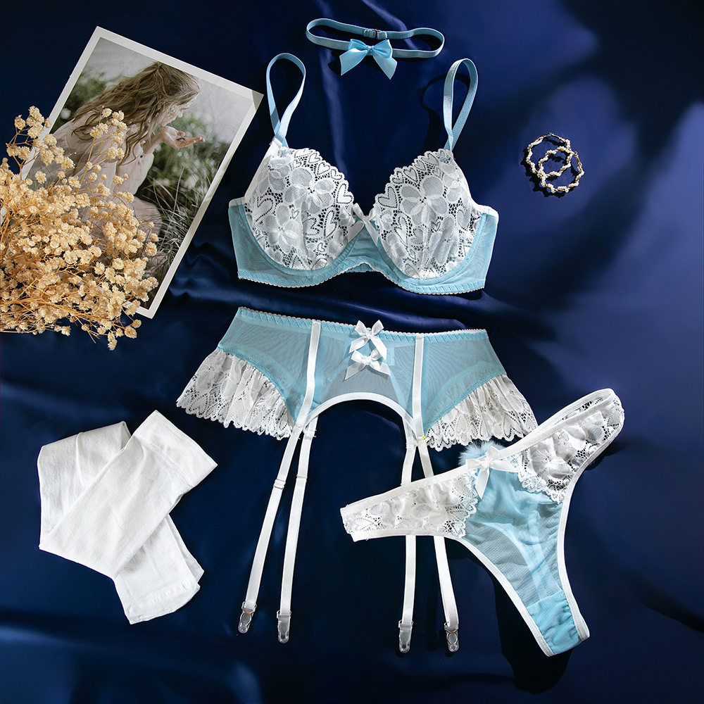 Sexy Lace Bra And Mesh Patchwork Nurse Outfit Lingerie Set