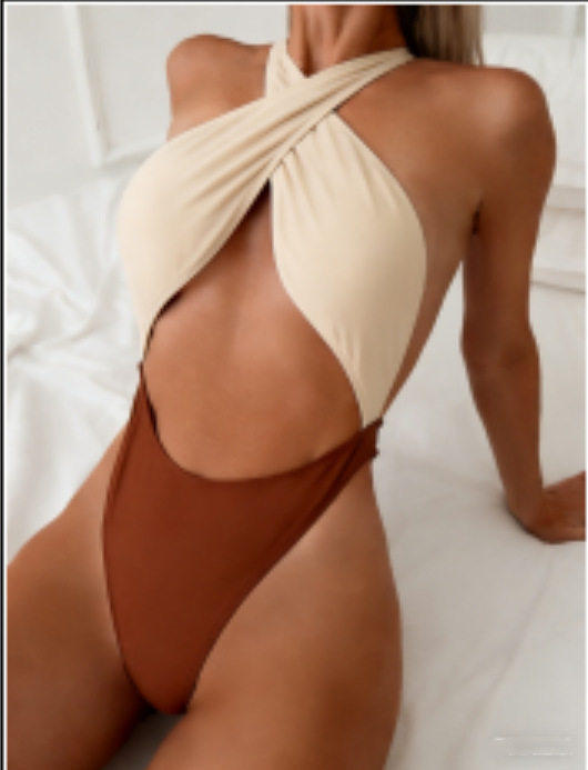 2026 One-Piece Bikini – Tight Neck, Backless, Sexy Solid Color
