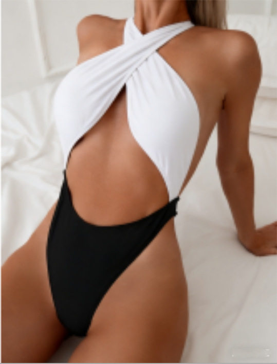 2026 One-Piece Bikini – Tight Neck, Backless, Sexy Solid Color