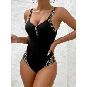 Wild V-Neck One-Piece Swimsuit – Bronzing Lace-Up Bikini