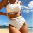 Wild V-Neck One-Piece Swimsuit – Bronzing Lace-Up Bikini
